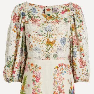 NWT Farm Rio Anthropologie | Delicate Forest Billow Sleeve Embroidered Mini
